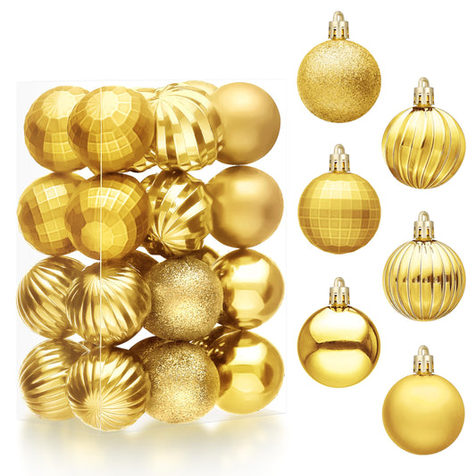 24 Pcs Gold Mini Christmas Balls Ornaments