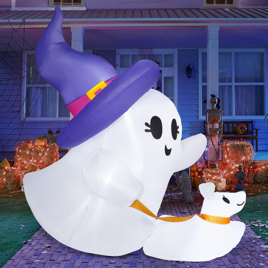 6FT Cute White Inflatable Ghost Walking Dog Decor
