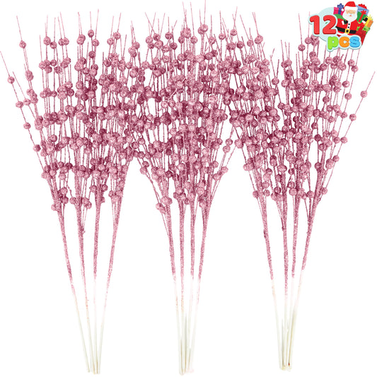 12Pcs 17” Pink Christmas Berry Stem Ornaments