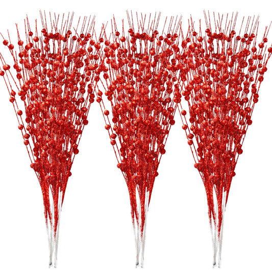 24 Pcs Christmas Tree Berry Stem (Red)