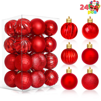 24 Pcs Red Christmas Balls Ornaments Set