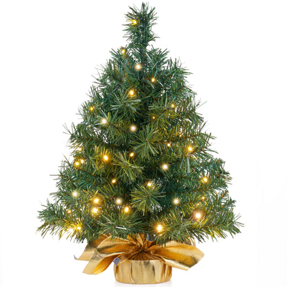 24"/2FT Small Tabletop Christmas Tree with LED Warm Lights