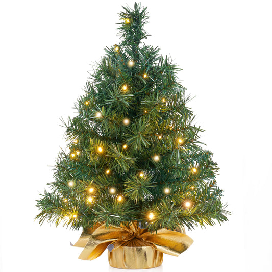 24"/2FT Small Tabletop Christmas Tree with LED Warm Lights