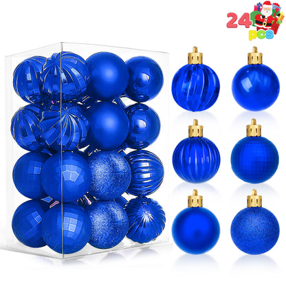 24 Pcs Blue Christmas Balls Ornaments