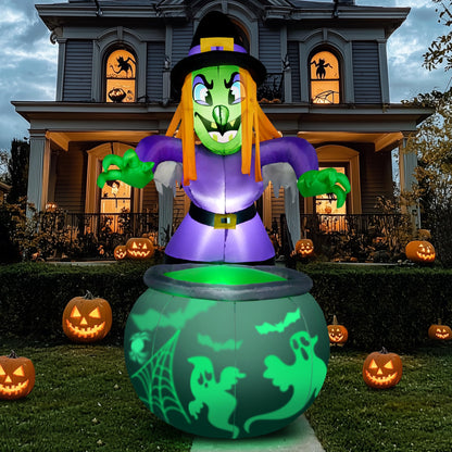 6 Ft Halloween Inflatable Witch and Cauldron Decoration
