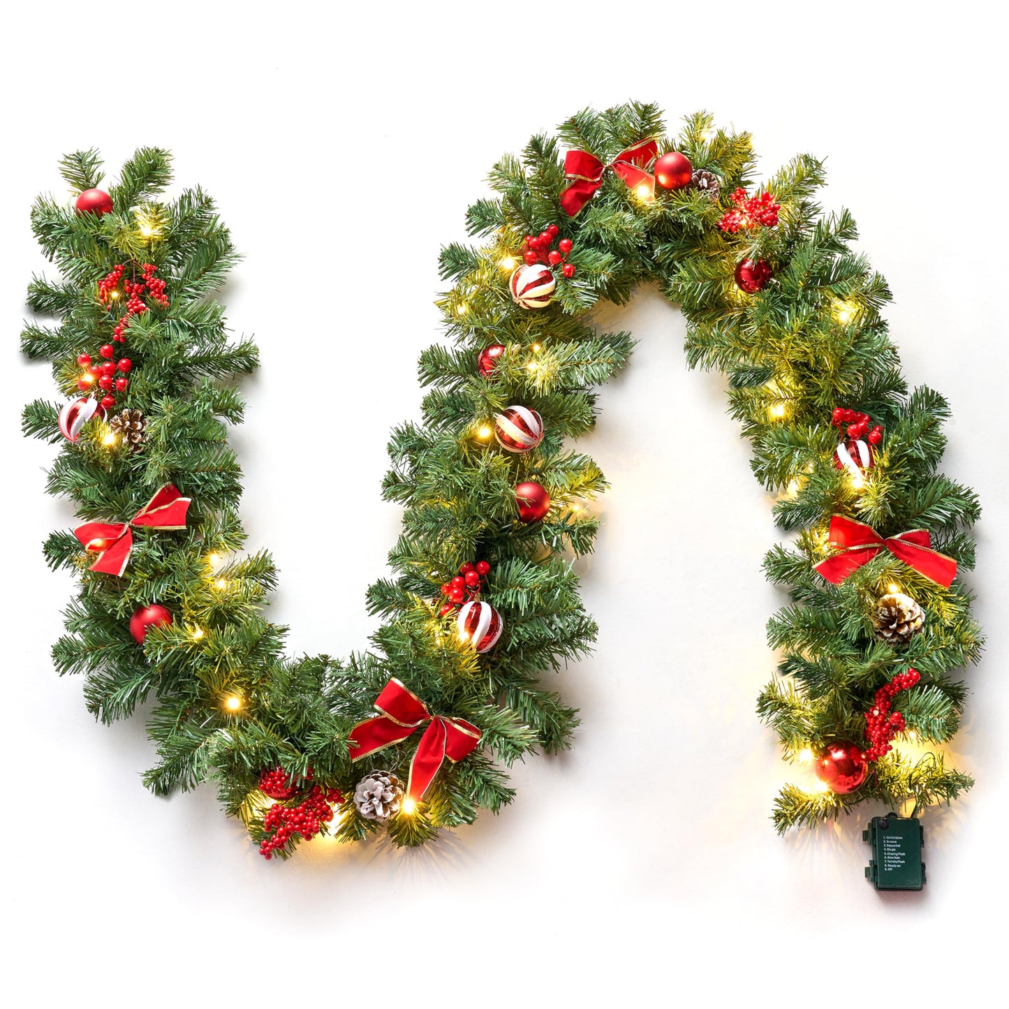 9Ft Christmas Garland Prelit with Lights