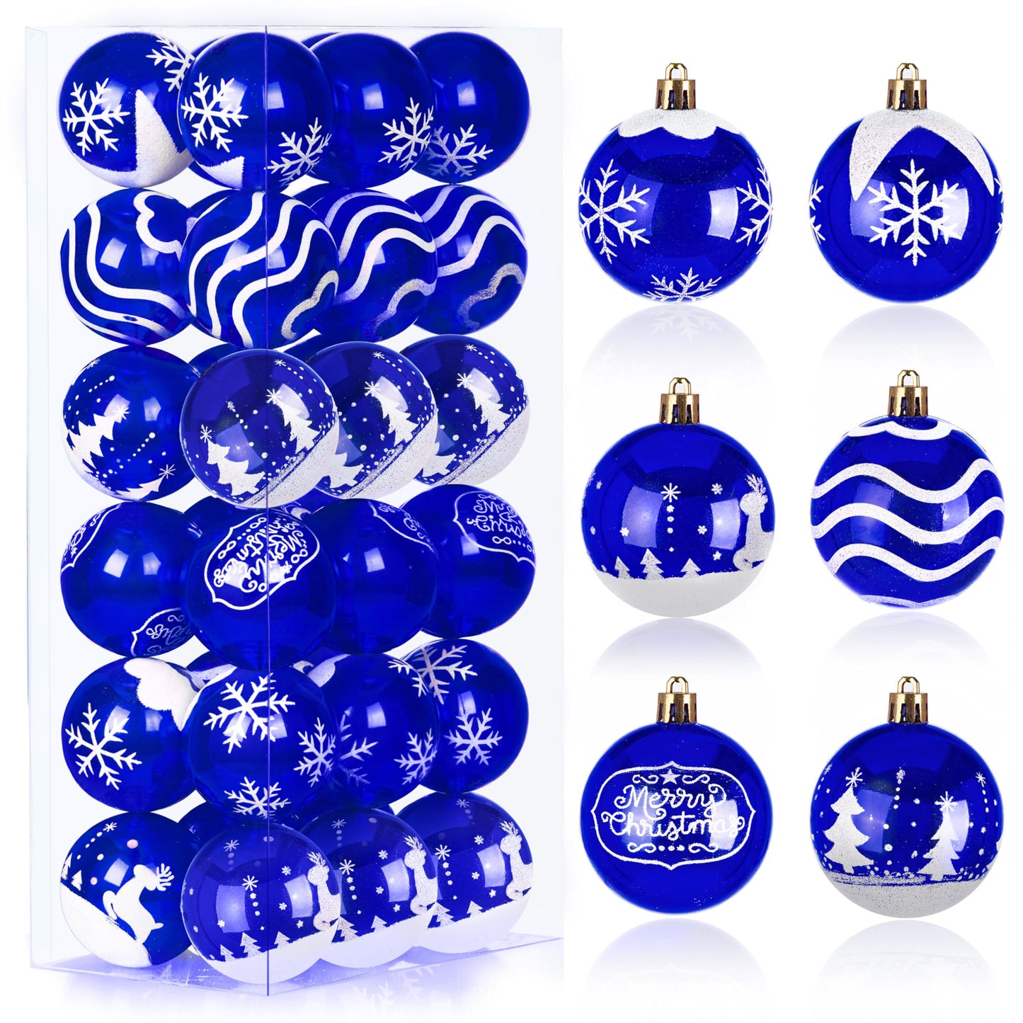 36Pcs Blue & White Christmas Ball Ornaments Set