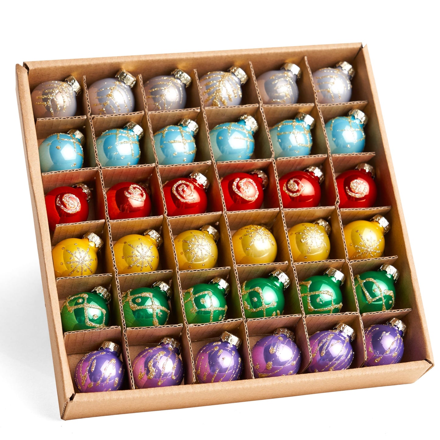 36 Pcs Christmas Colorful Mini Ball Ornament Set
