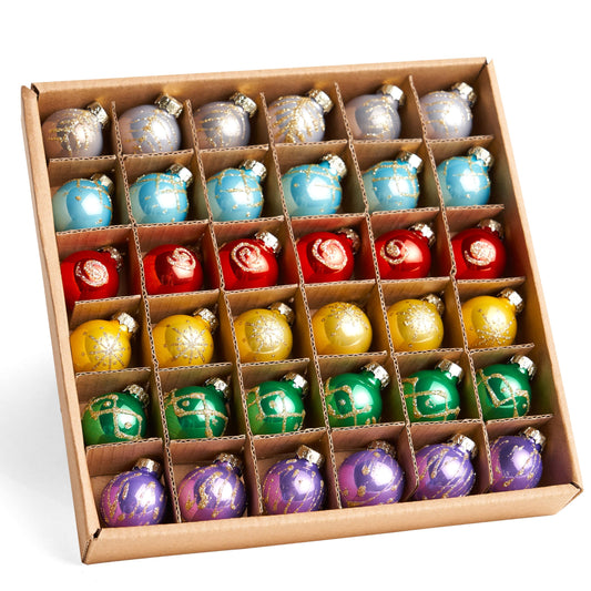 36 Pcs Christmas Colorful Mini Ball Ornament Set