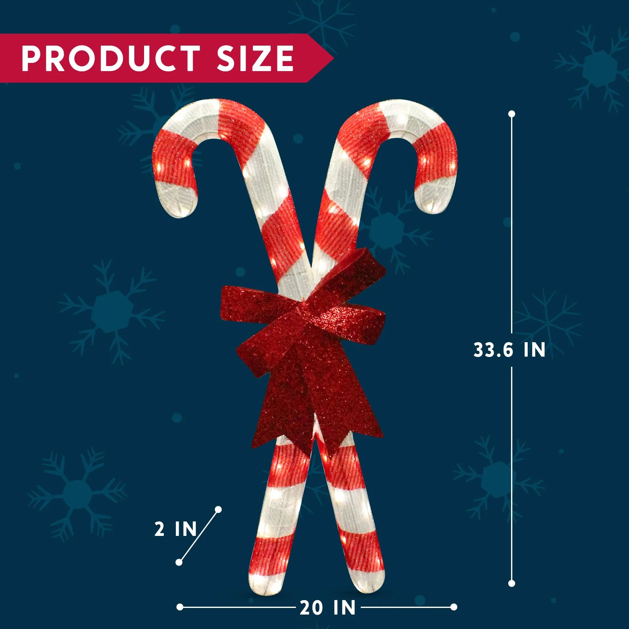 JOIEDOMI | 2.78FT TINSEL CANDY CANES LED YARD LIGHT