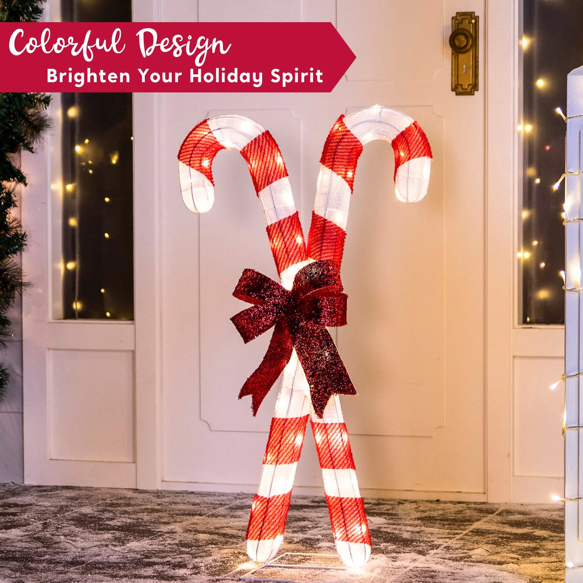 Led Candy JOIEDOMI | 2.78FT TINSEL CANDY CANES LED YARD LIGHT