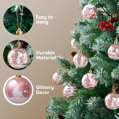 24 Pcs 2.3” Deluxe Christmas Rose Gold Ball Ornaments