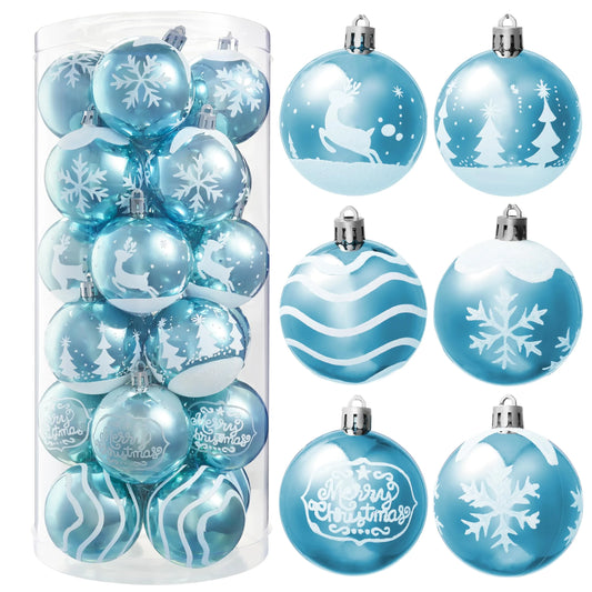 24 Pcs Deluxe Christmas Light Blue Ball Ornaments 2.3?¡À Christmas Tree Decoration