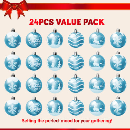 24 Pcs Deluxe Christmas Light Blue Ball Ornaments 2.3?¡À Christmas Tree Decoration