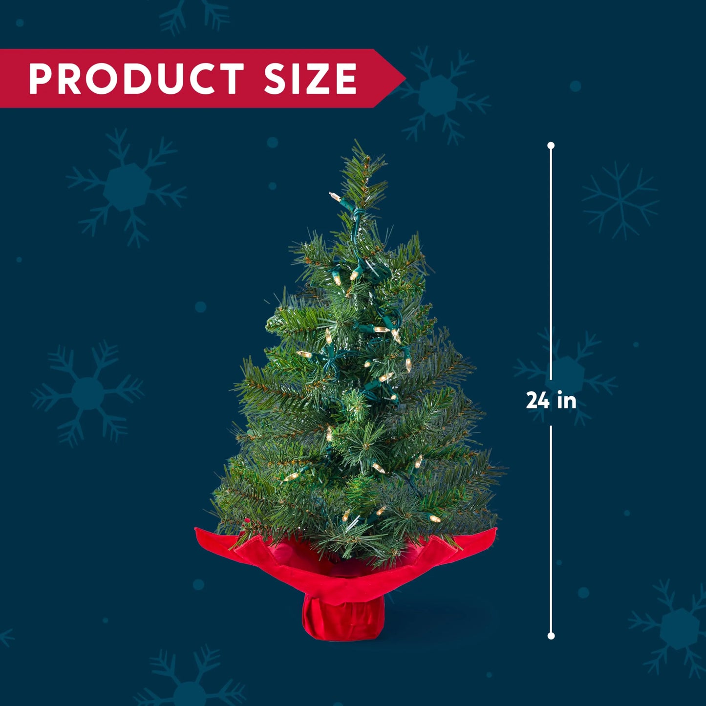 24in Tabletop Mini Christmas Tree Pre lit with LED Warm Lights