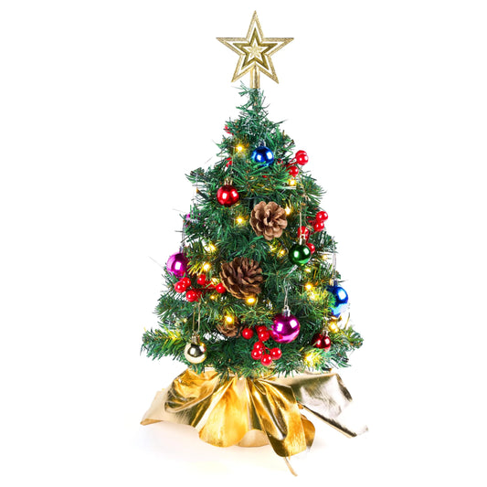 24in Tabletop Mini Christmas Tree for Indoor Xmas Holiday Decorations (Gold)
