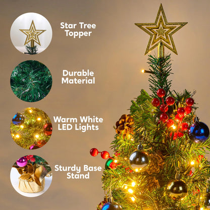 24in Tabletop Mini Christmas Tree for Indoor Xmas Holiday Decorations (Gold)