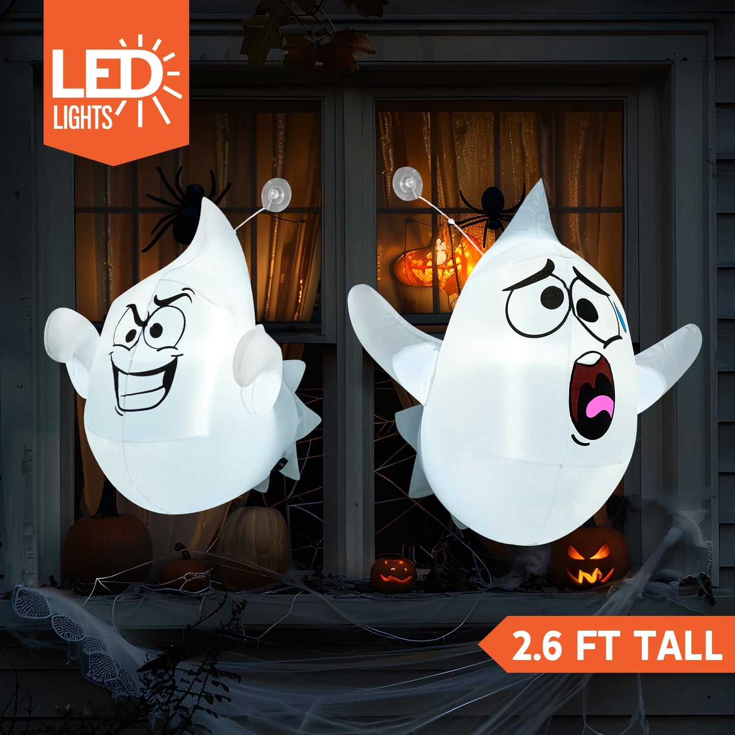 2 Pcs Halloween Inflatables Ghost for Window Decorations