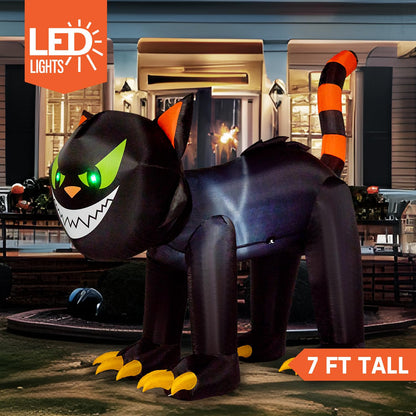 7ft Black Cat Halloween Inflatables Outdoor Decoration