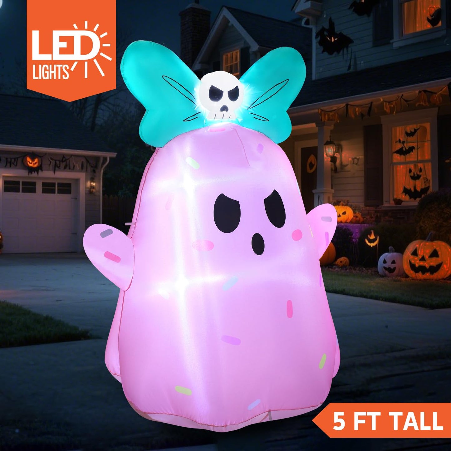5FT  Cute Pink Ghost Halloween Inflatable