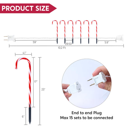 12 Pcs Christmas Candy Cane Pathway Markers Lights
