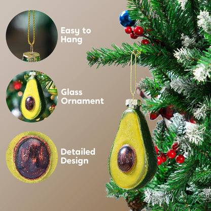 Christmas Avocado Glass Ornament