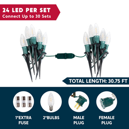 30.75FT C9 Christmas Pathway Marker Lights