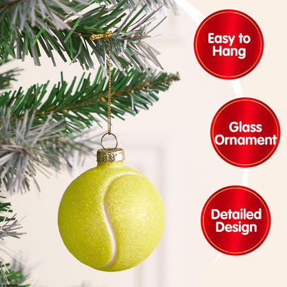 Tennis Balls Sports Blown Glass Small Funny Mini Christmas Ornaments for Christmas Tree