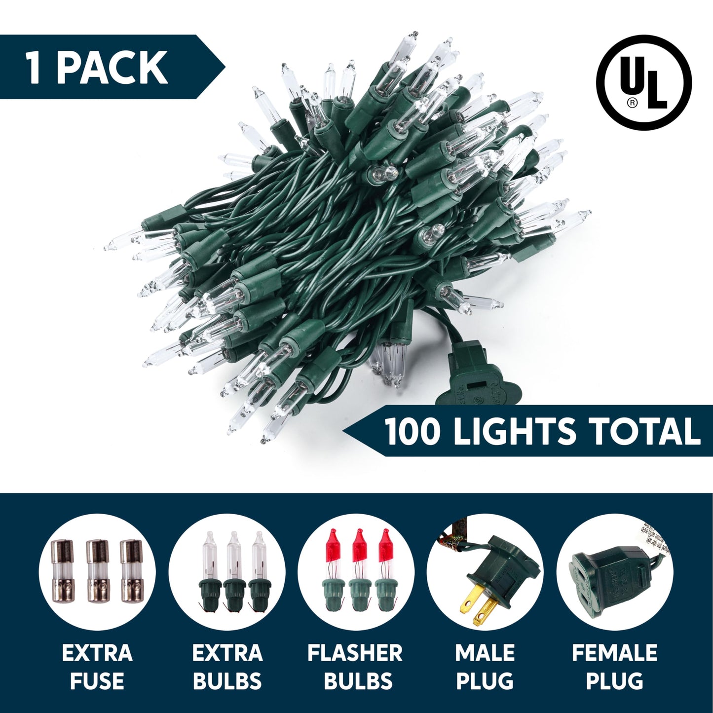 100 Clear Christmas String Lights Indoor