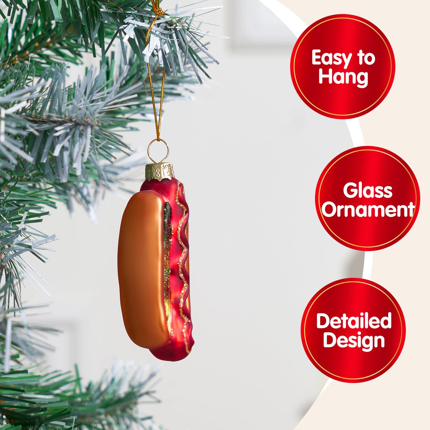 Hot Dog Mini Christmas Ornaments