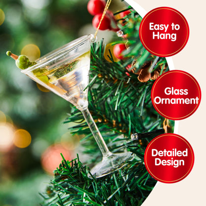 Martini Cocktail Blown Glass Small Funny Mini Christmas Ornaments for Christmas Tree Hanging Ornament Christmas Decorations Indoor