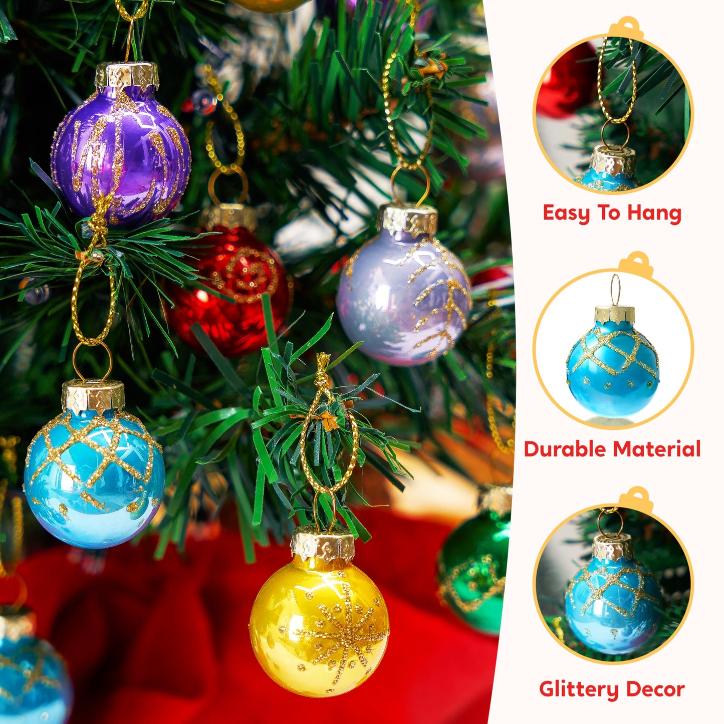 36 Pcs Christmas Colorful Mini Ball Ornament Set