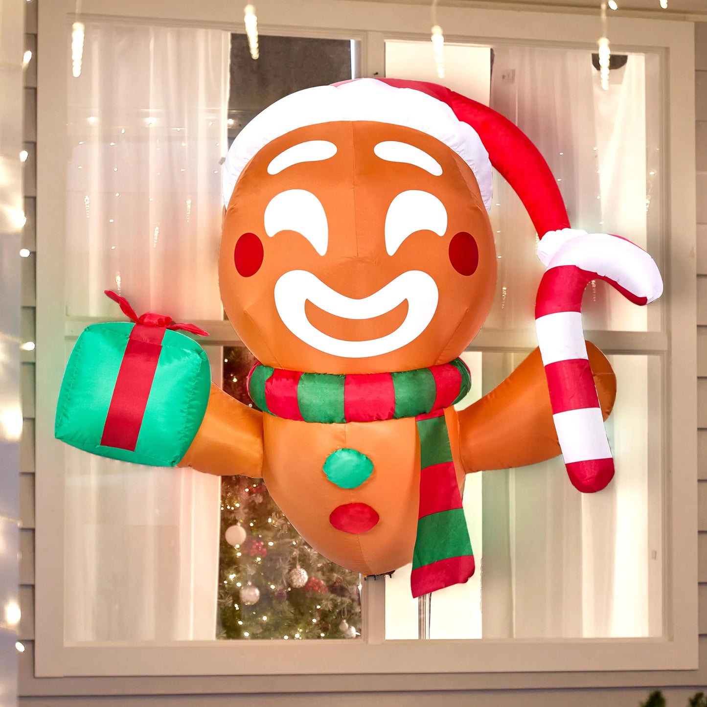 3.5ft Christmas Inflatable Gingerbread Man Broke Out from Window