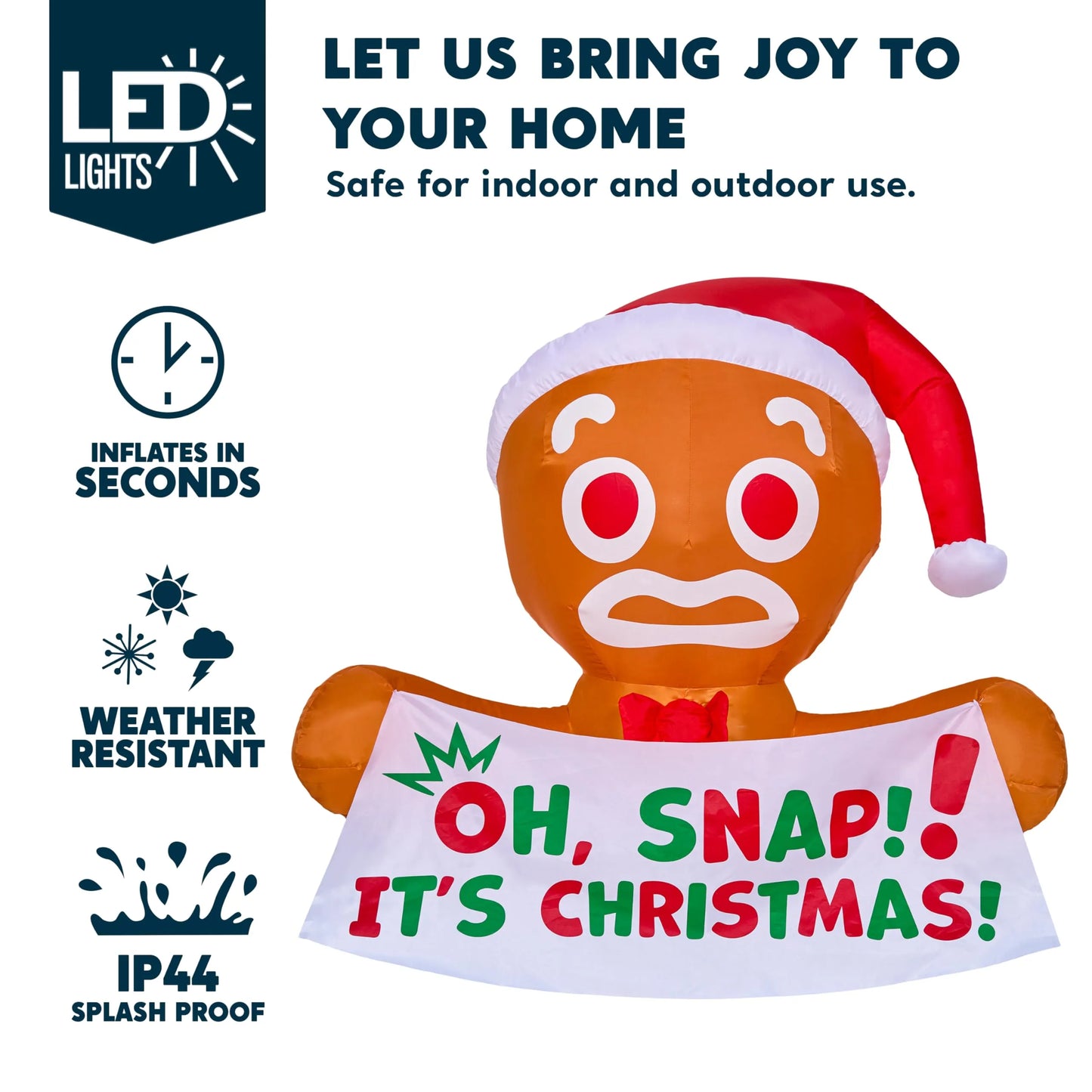 3.5ft Christmas Inflatable Gingerbread Man with Oh Snap Banner Broke Out from Window