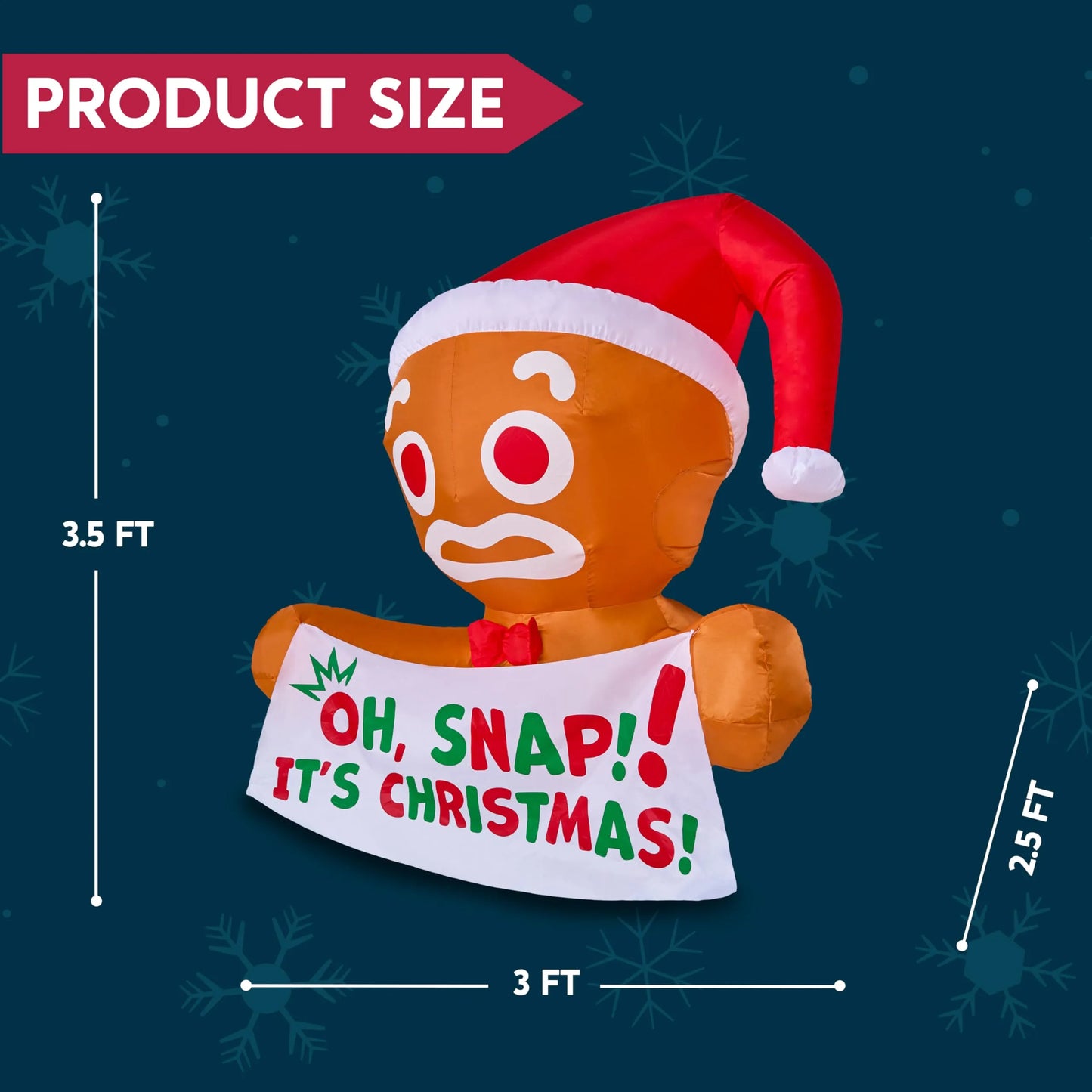 3.5ft Christmas Inflatable Gingerbread Man with Oh Snap Banner Broke Out from Window