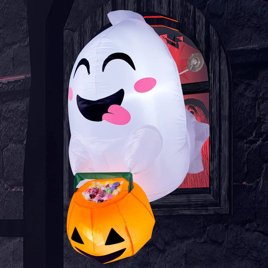 3.5ft Cute Ghost Holding Candy Basket Halloween Inflatable