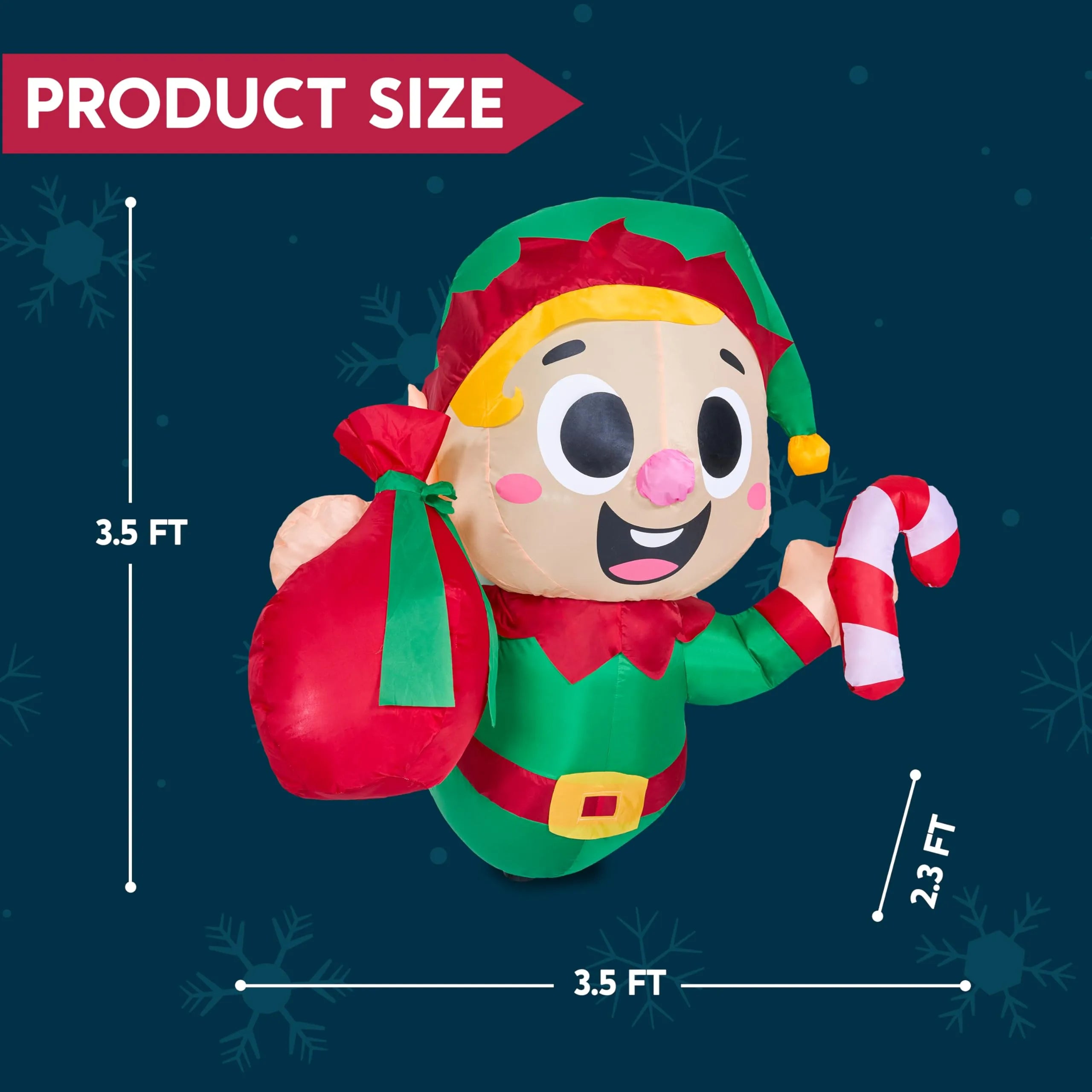 3.5ft Tall Christmas Inflatable Santa Elf Broke Out From Window With B ...