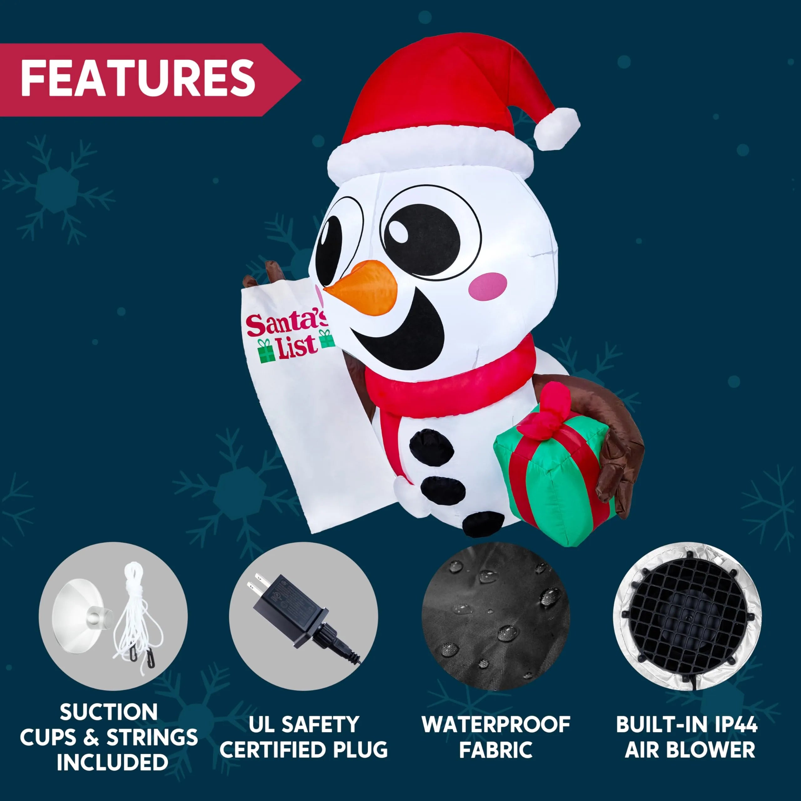 3.5ft Tall Christmas Inflatable Snowman With Santa?¡¥s List And Gift B ...