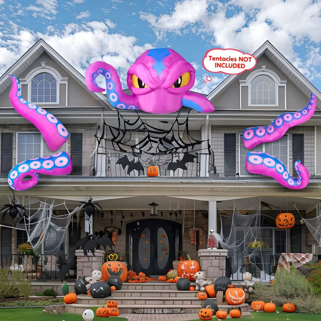 6ft Tall Halloween Inflatable Purple Octupos