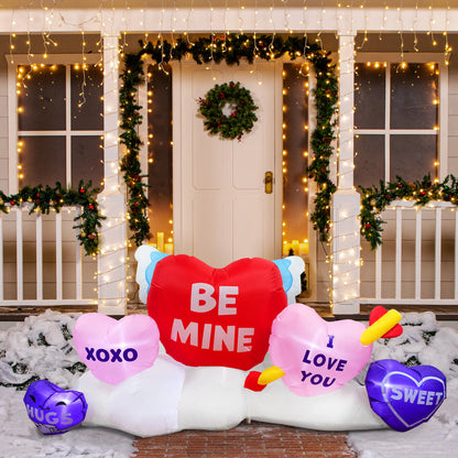 6 FT Long Valentines Day Inflatable Hearts Blow Up Valentines Yard Decor