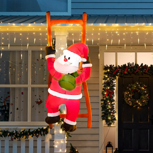 6ft Christmas Height Santa Climbing Inflatable with LED Lights