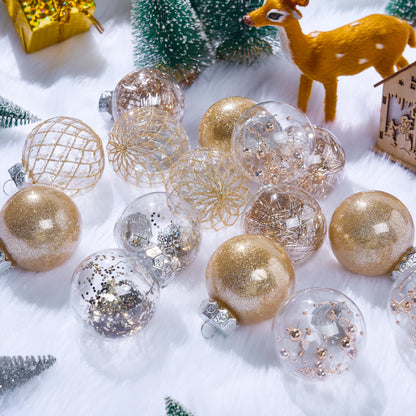 30 Pcs Christmas Clear Plastic Champagne Ornament Set