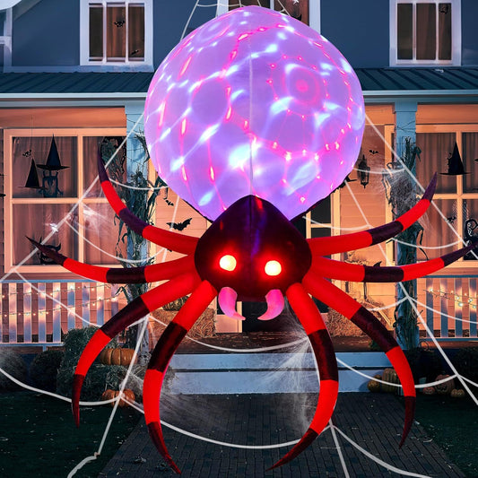 8ft Halloween Inflatable Spider with Rotating Colorful Light