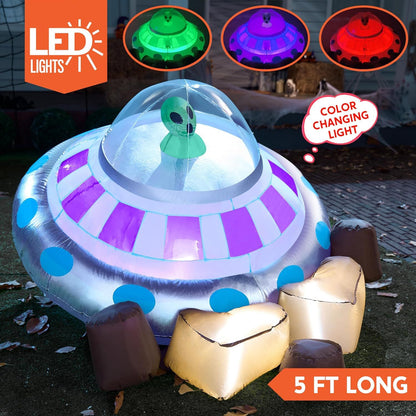 5 ft Halloween Inflatable UFO Alien Decorations