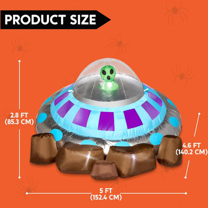 5 ft Halloween Inflatable UFO Alien Decorations