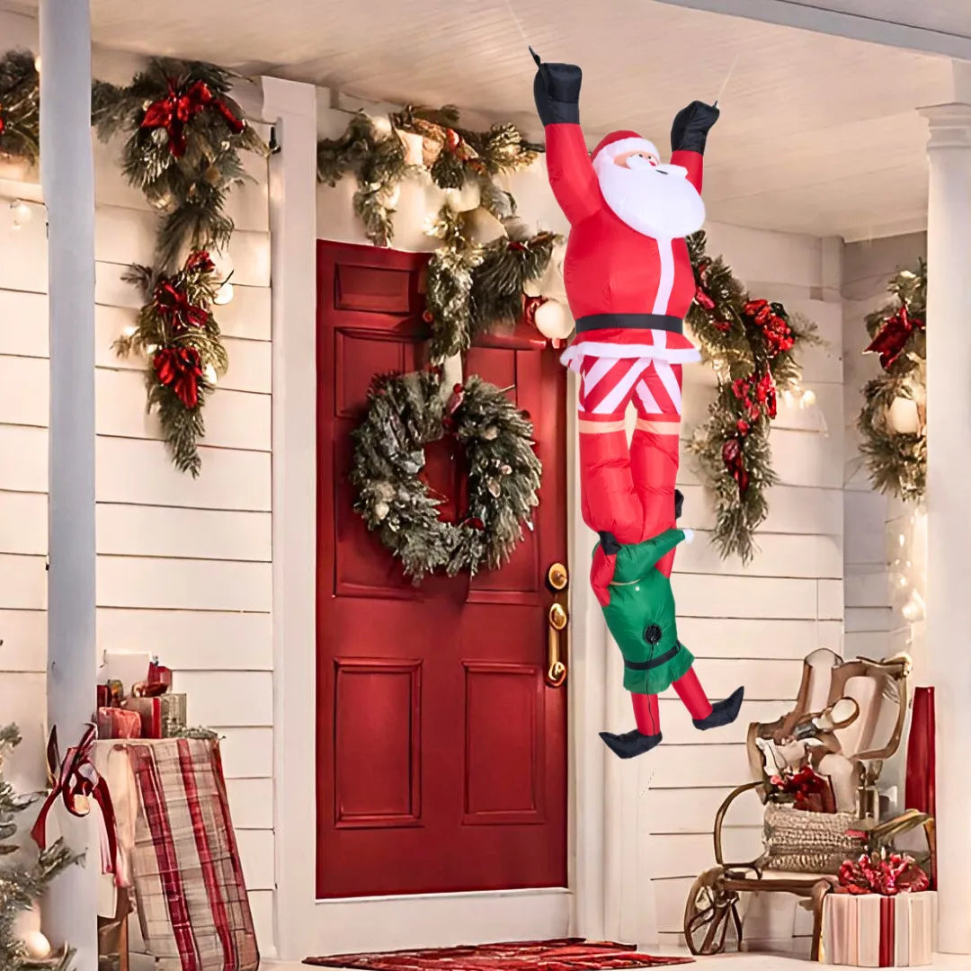 7.8ft Santa Descending with Elf Christmas Funny Inflatable Delight