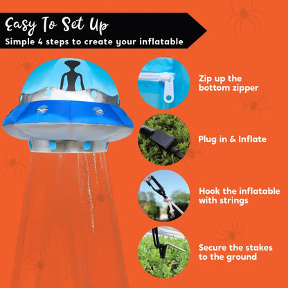 9ft Halloween Inflatable UFO with Animated Lights