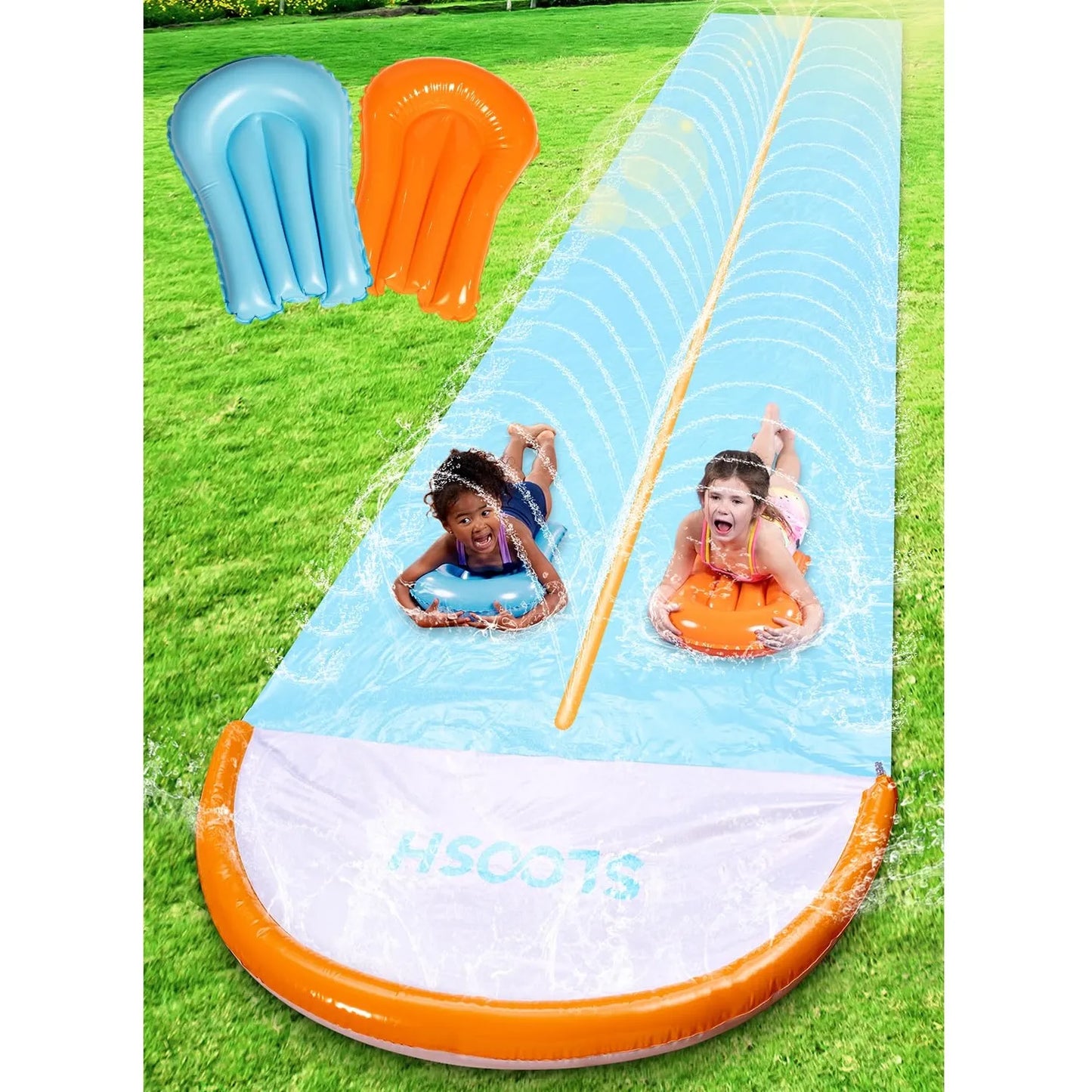 32.5ft Extra Long Water Slide with 2 Inflatable Boards