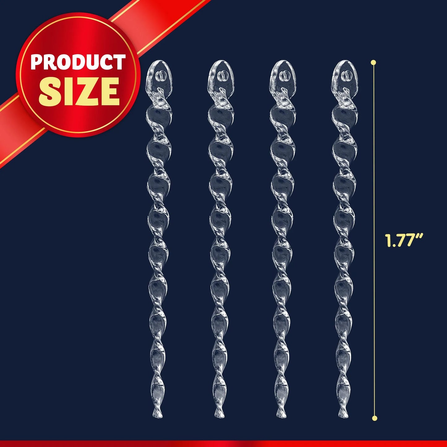 32 Pcs 5.3隆卤 Clear Plastic Twisted Icicle Ornament