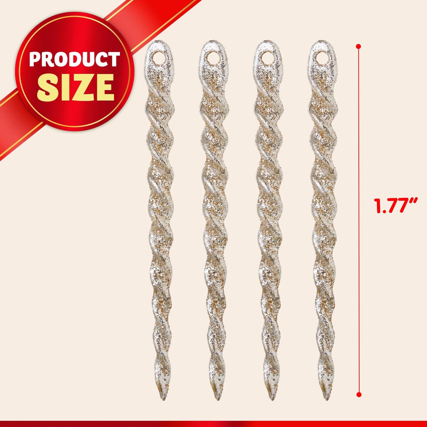 32Pcs 5.3in Glitter Plastic Twisted Sparkling Icicle Hanging Ornament